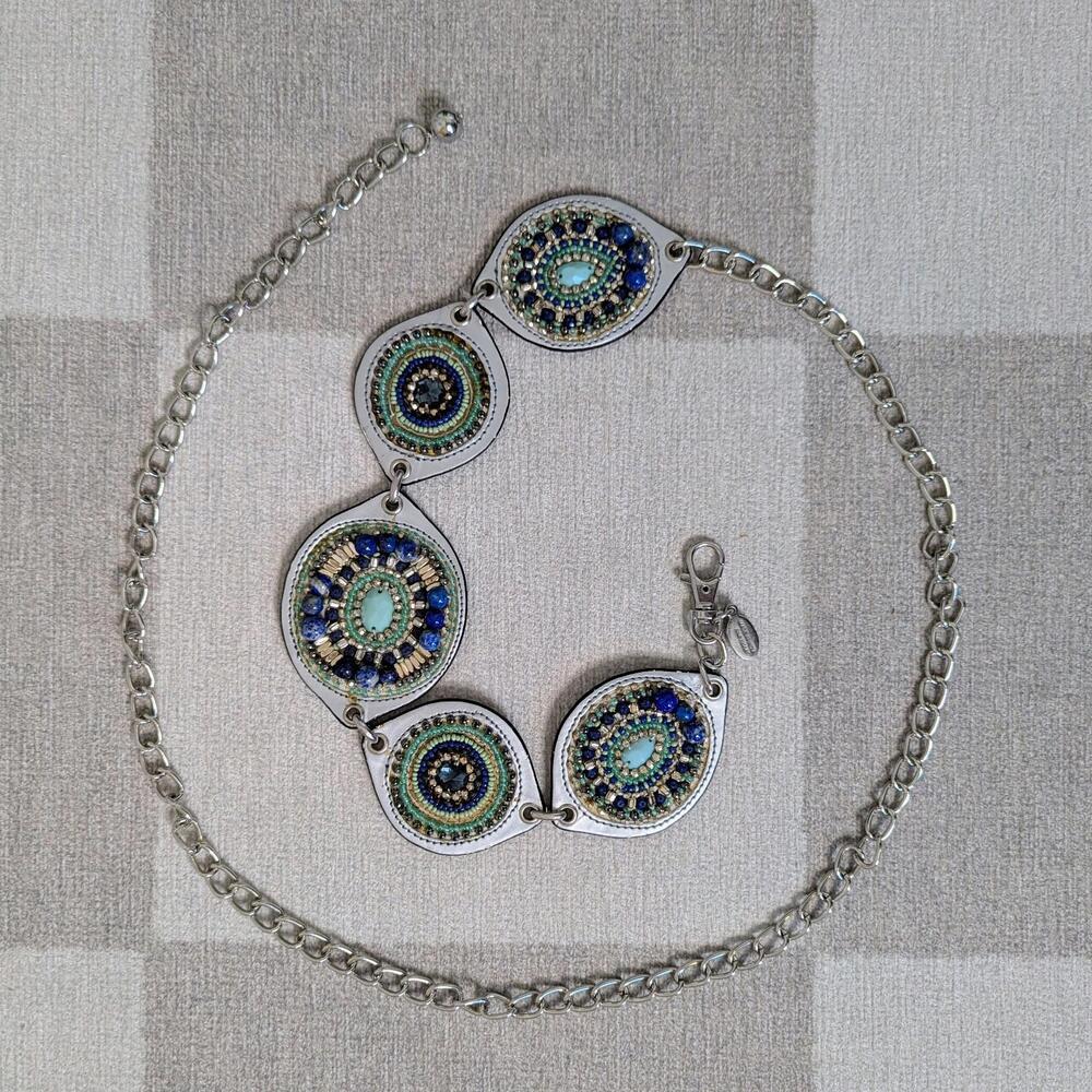 SOLD Vintage Chico's boho beaded medallion chain belt - Picture 3 of 5